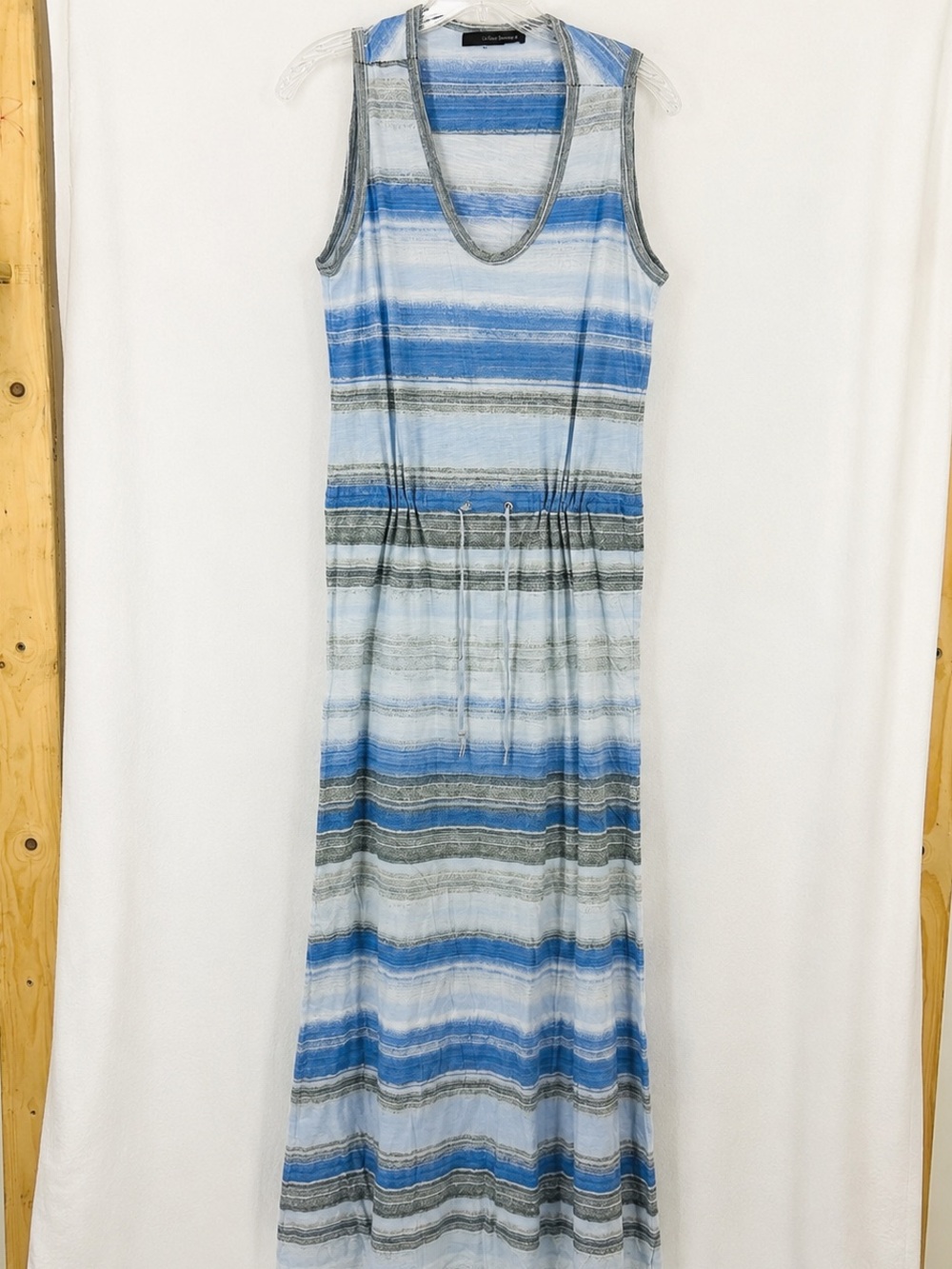 Calvin Klein Summer Sleeveless Striped Maxi Dress Women’s Size M Blue Beach Swim